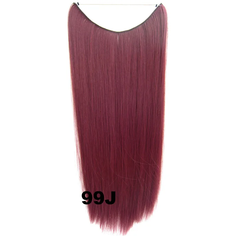 Jeedou флип в невидимая проволока наращивание волос Синтетический 22 дюймов 50 г Secret Fish Line натуральные шелковистые прямые шиньоны - Цвет: # 99J