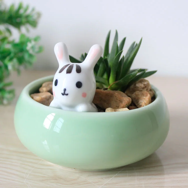 Cute Bunny Flower Pot Desktop Flower Pots Planters Ceramic Crafts Gift Free Shippingin Flower