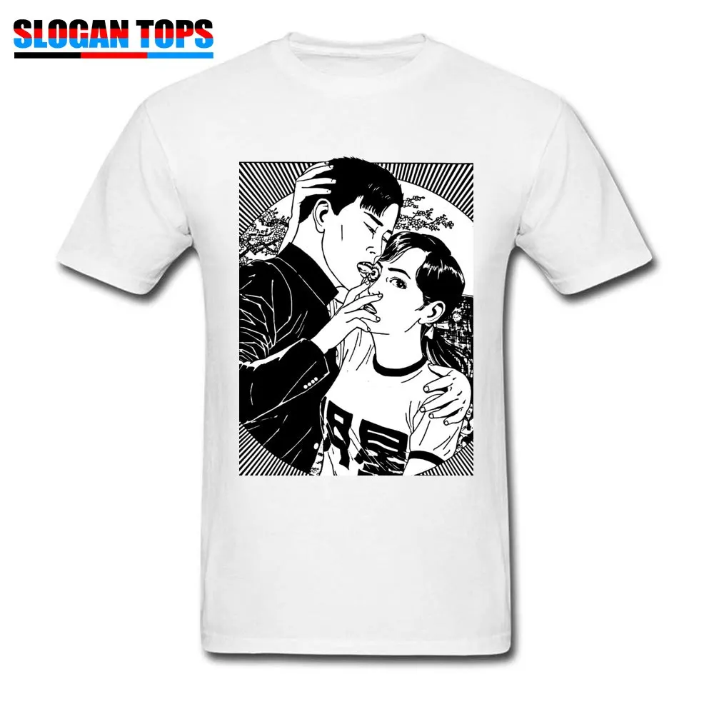 Design Maruo-Suehiro Funny Short Sleeve Lovers Day Tops T Shirt Rife O-Neck 100% Cotton Fabric Tee Shirt Men T Shirt Maruo-Suehiro white