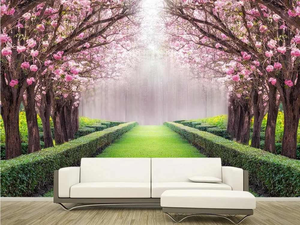 custom 3d wallpaper Beautiful flowers Avenue photo wall murals