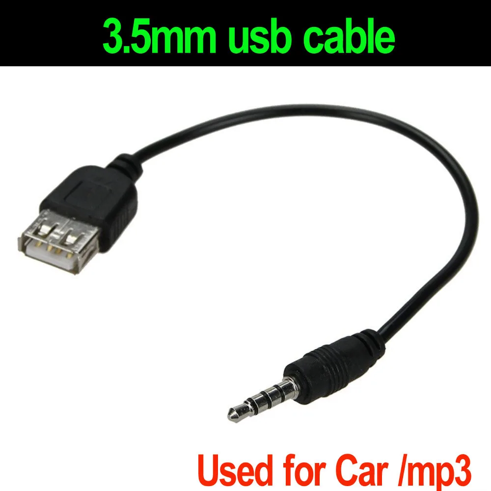 3.5mm Male AUX Audio Plug to USB 2.0 Female Converter Adapter Cable