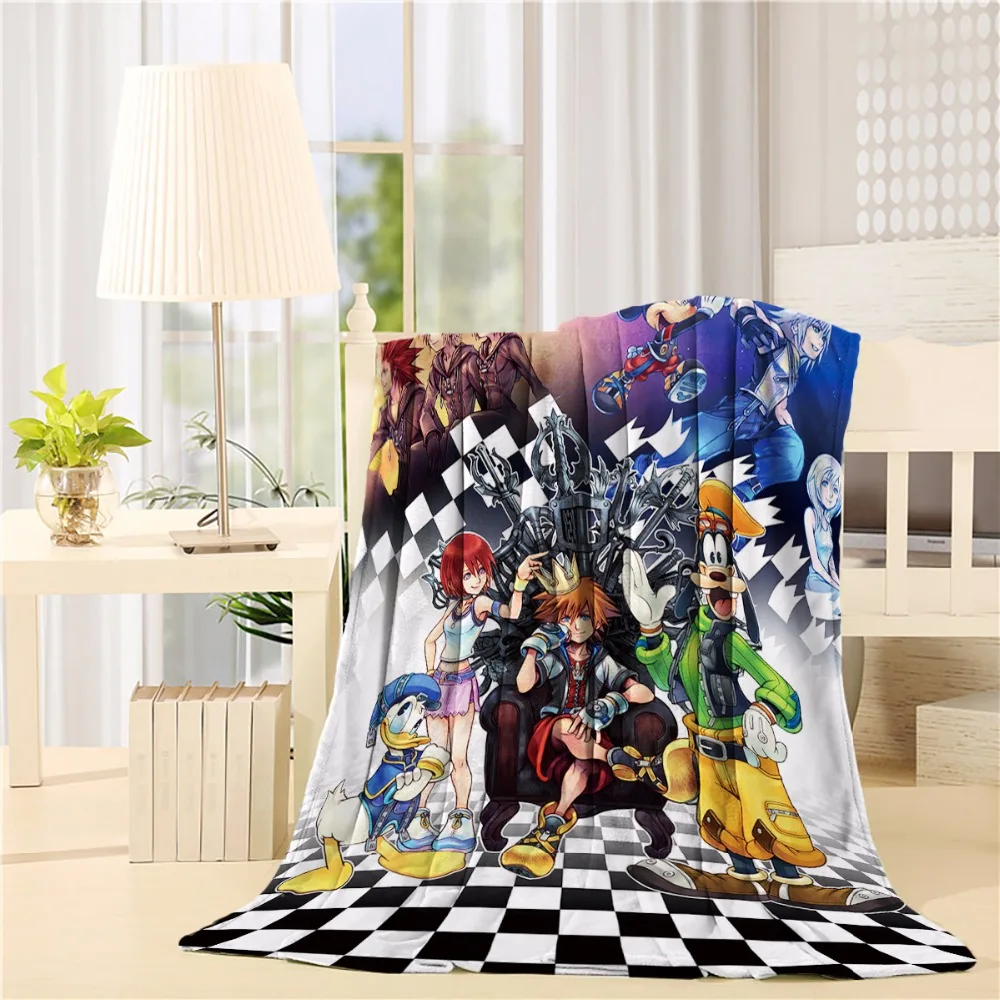 

Custom Kingdom Hearts Flannel Throw Blanket Lightweight Cozy Bed Sofa Blankets Super Soft Fabric