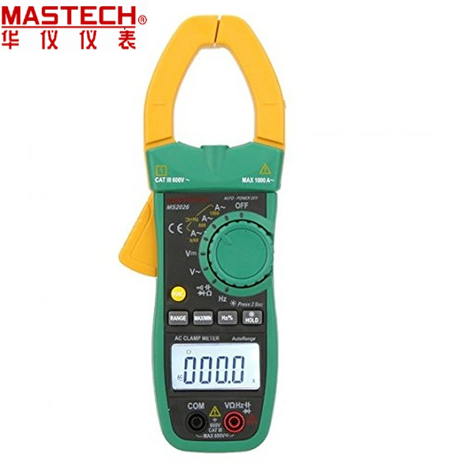 

MASTECH MS2026R auto range AC current digital clamp meter AC/DC Tester True RMS 1000A temperature measurement ADP, Diod
