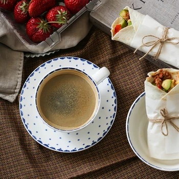 

brand high quality ceramic dinner plates bone china on-glazed retro floral printed round simple brief tableware bowl cup dish