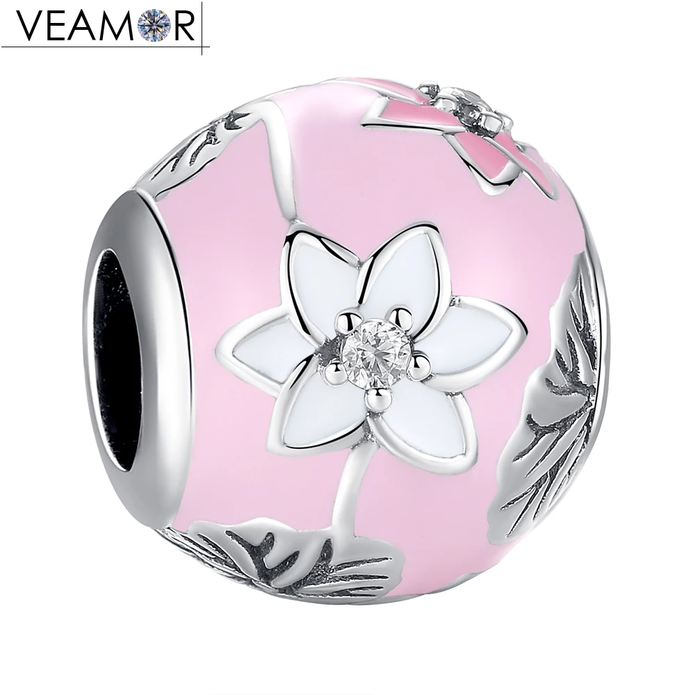 

VEAMOR Mixed Enamel Lotus Flowers Charms Beads Fit Pandora Charm Bracelets Authentic 925 Sterling Silver Jewelry