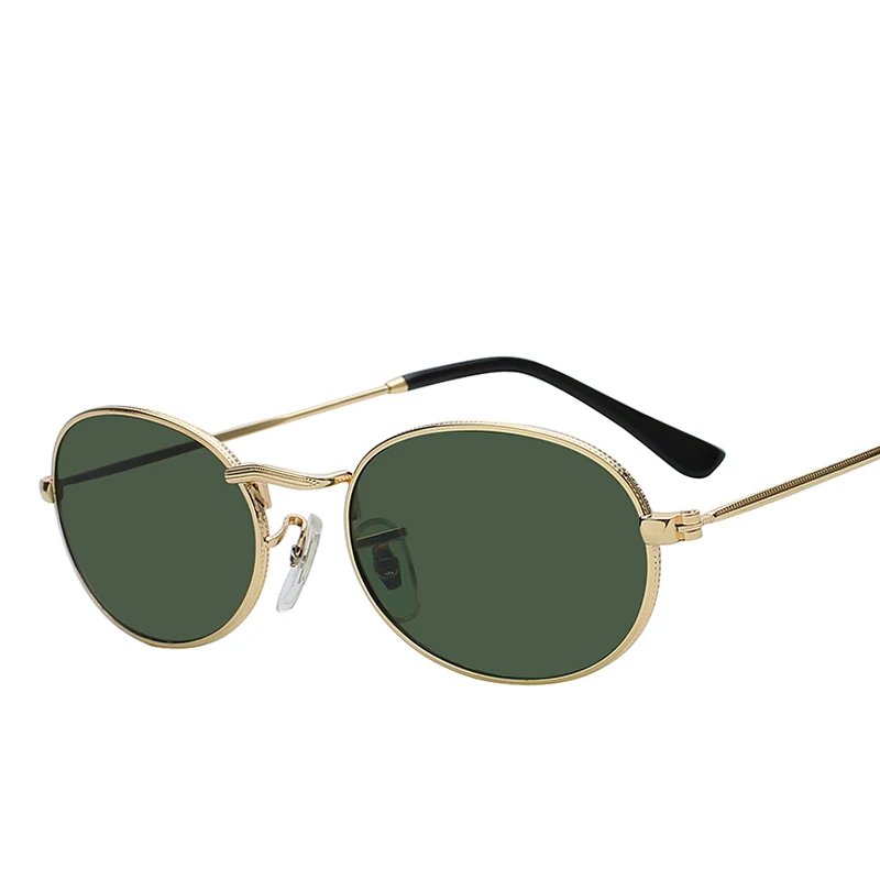 MAX овальные женские солнцезащитные очки мужские очки женские роскошные Ретро Металлические солнцезащитные очки винтажные зеркальные UV400 - Цвет линз: Gold w G15