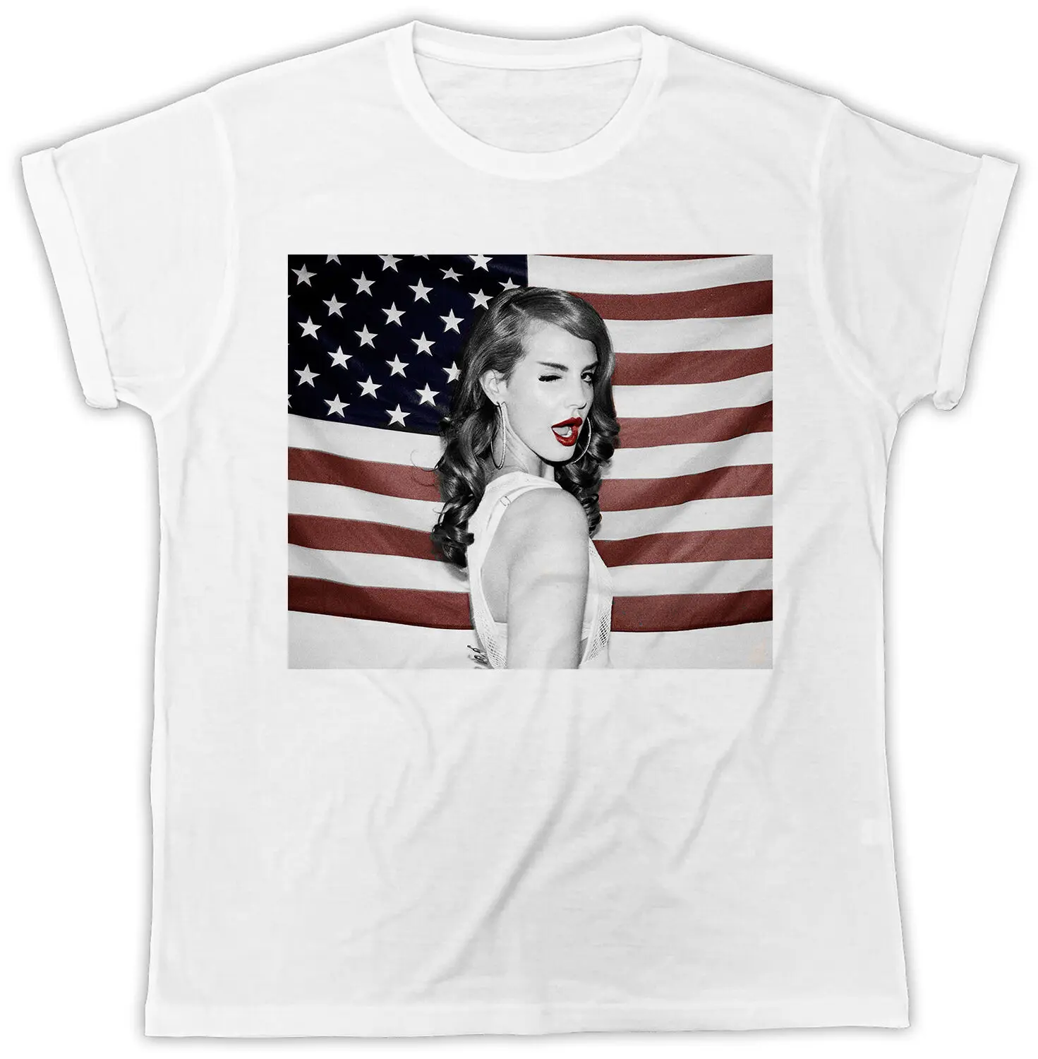 LANA DEL REY американский флаг Мужская футболка дизайнерская летняя с короткими