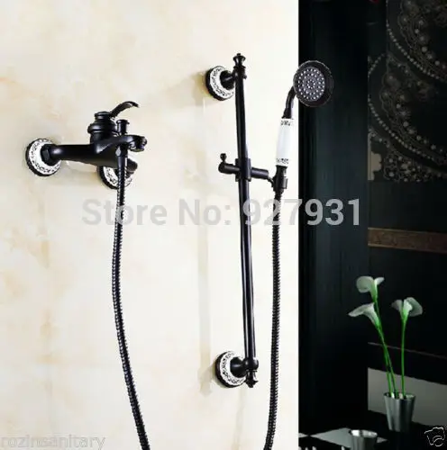 

Modern Retro Style Handheld Slide Bar Shower Faucet Oil Rubbed Bronze Finished Wall Mounted Shower Faucet Set
