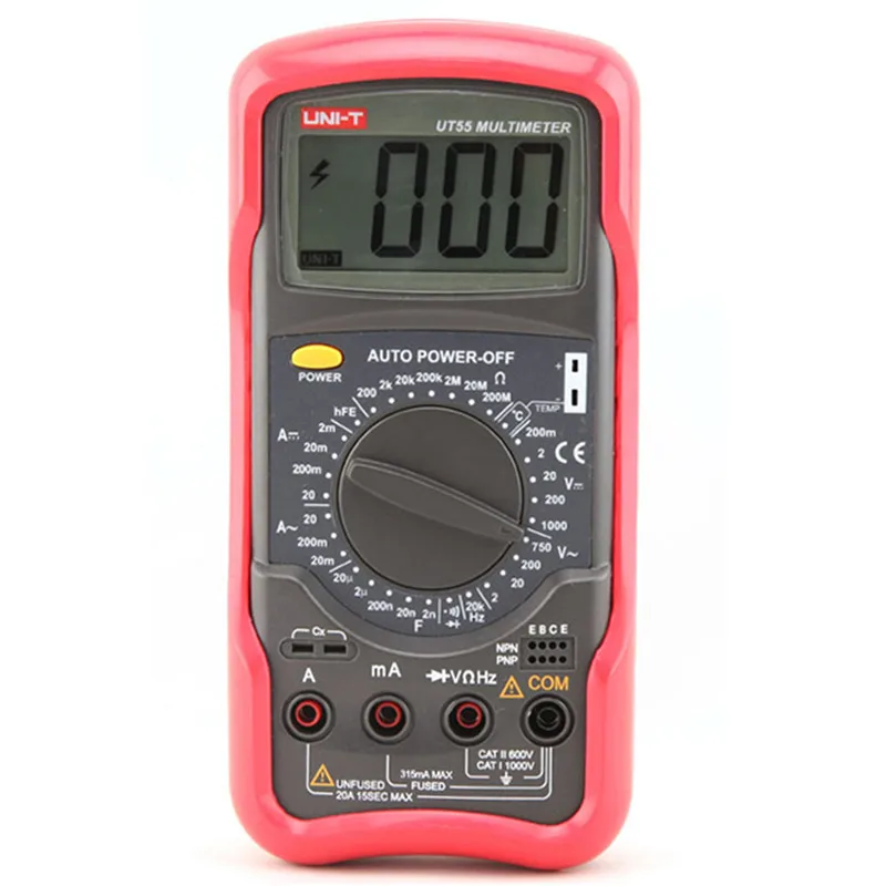 

Digital Multimeter UNIT UT55 1000V 20A DMM AC/DC Voltmeter Resistance Diode Temperature Test Handheld Multimeter Tester