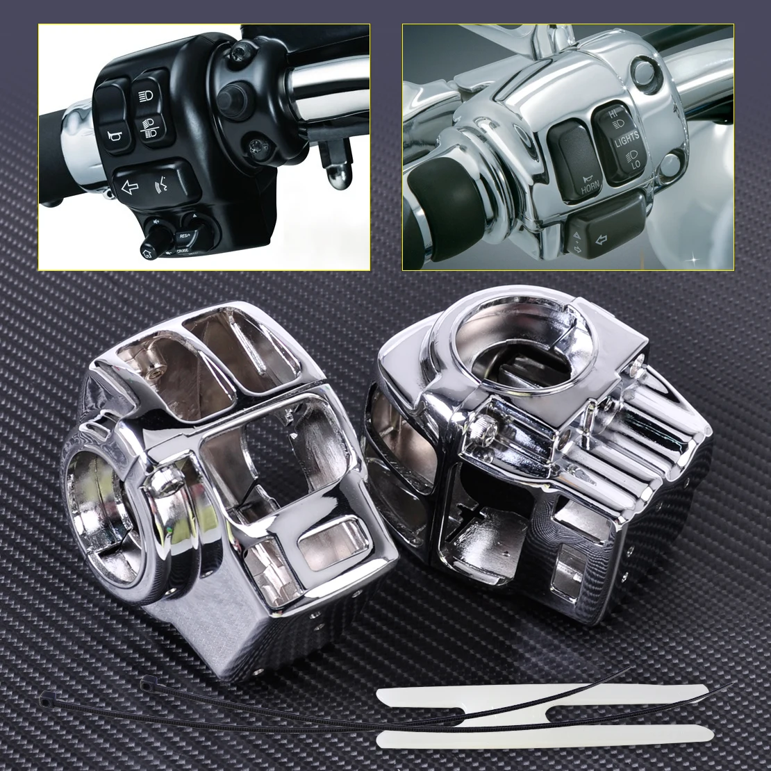 CITALL 2pcs billet aluminum Motorcycle Switch Housings Cover for Harley