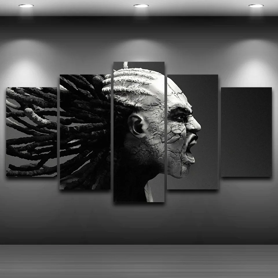 5 Pieces Dark Creepy Fantasy Black White Home Decor HD Printed Canvas