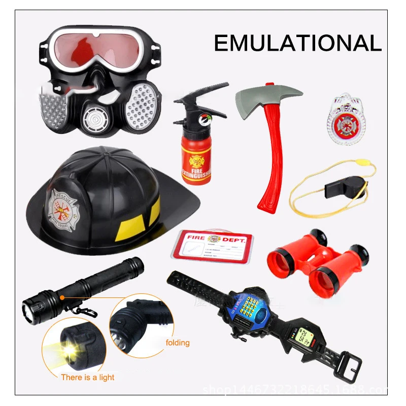 

10pcs/Set Educational Aid Role Play Toy Fireman Helmet Fire Rescue For Children's Tool Learning Toy Kids Play Firefighter Toy
