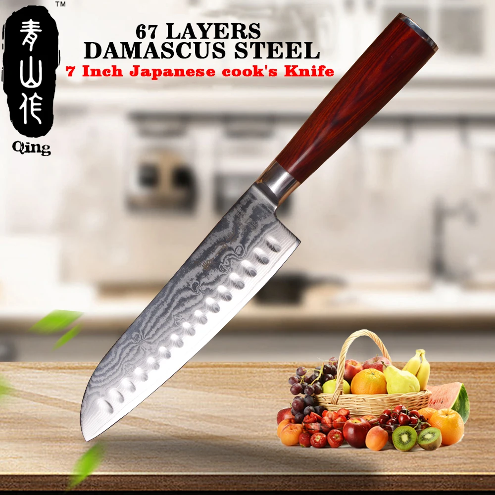 

QING 7 inch Damascus Knife Professional Japanese Cook's Knife High Grade Stantoku Knife Durable Cooking Tool Sharp Kitchen Knife