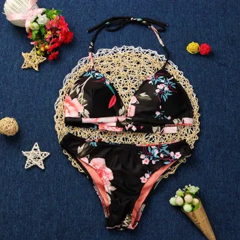 

Swimwear Women Push-up Padded Bra Bikini Set Bikini 2020 mujer trikini Floral Print Swimsuit Beachwear stroje k pielowe damskie