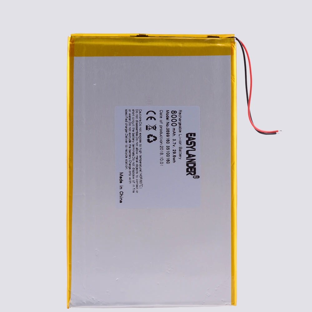 Grande Capacidade 3.7 v Bateria 8000mah Tablet Baterias de Lítio Recarregáveis Universais 35100160 3699160 30100160 Guia Wexler A100 Bateria e energia extra p/ tablet - Imagem 2