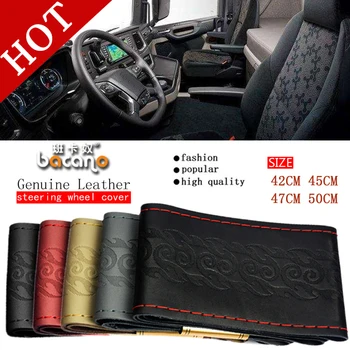 

Braid On Steering Wheel Car Steering Wheel Cover With Needles and Thread Artificial leather Diameter 42/45/47/50 CM Bus Truck