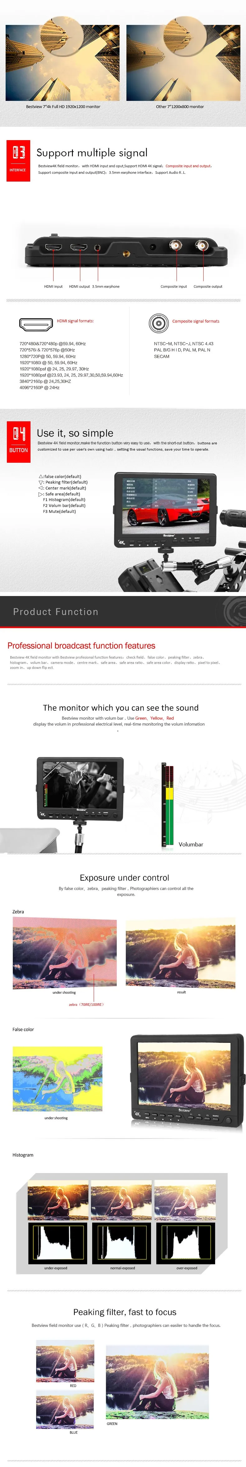 BESTVIEW S7 4K    HDMI HD   TFT  7  DSLR LCD   1920  1200