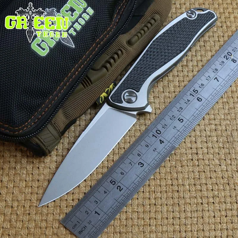 

GREEN THORN Custom F95 Titanium handle M390 blade Ball bearing Tactical Folding Knife camping outdoor survival Knives EDC tools