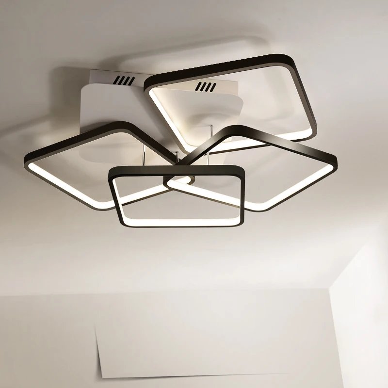 

New Black/White Aluminum Modern Led Chandelier For Living Room Bedroom Study Room AC85-265V Ceiling Chandelier lustre Fixtures