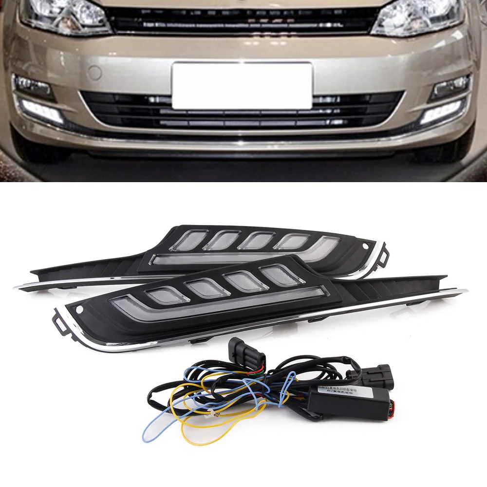 

For Volkswagen Golf 7 13-16 Car LED Day lights DRL Daytime Running Light Yellow Turn Signal