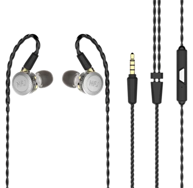 NFJ N300 PRO 3 привод в ухо наушник съемный отсоединения MMCX кабель DJ HIFI монитор с микрофоном наушники тяжелый бас - Цвет: silvery with mic