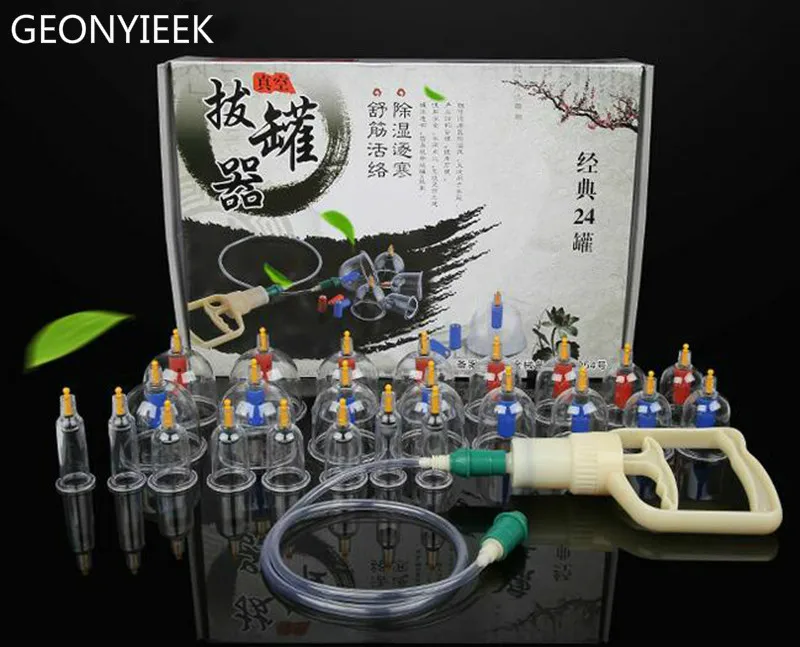 

24Pcs Massage Cans Health Monitors Chinese Cupping Therapy Cans Opener Pull Vacuum Cupping Banks Tank Set Face Lift Tools