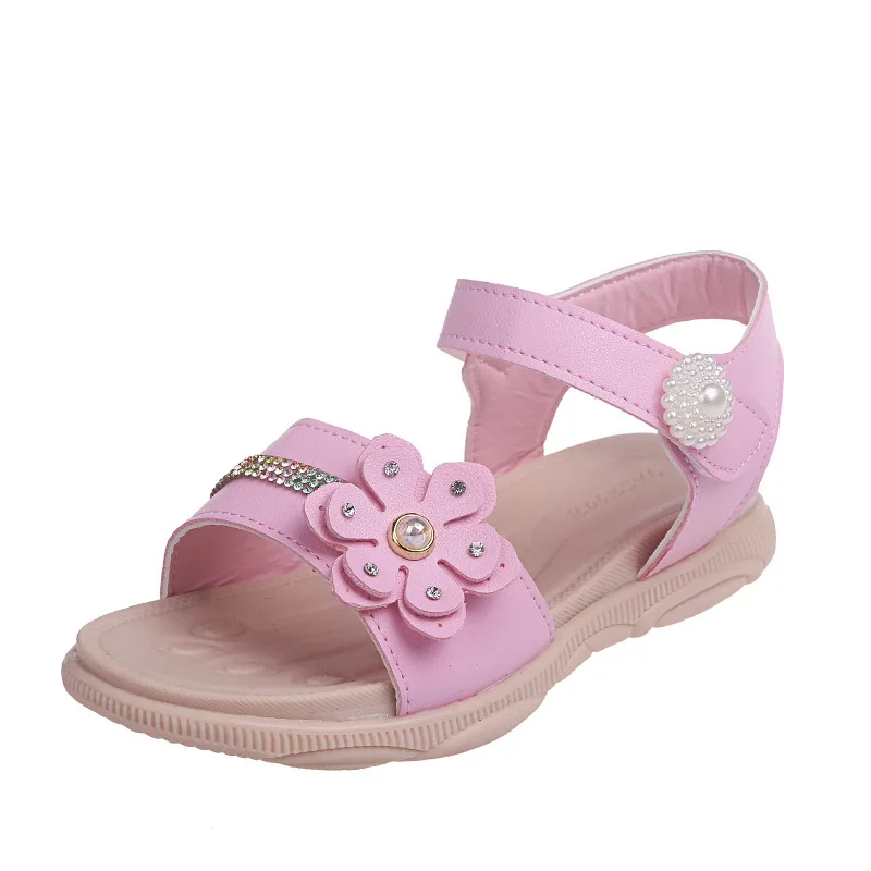 Новая летняя детская обувь для девочек, детские сандалии, обувь принцессы, сандалии для маленьких девочек 3, 4, 5, 6, 7, 8, 9, 10, 11, 13, 14, 15 лет - Цвет: peach pink