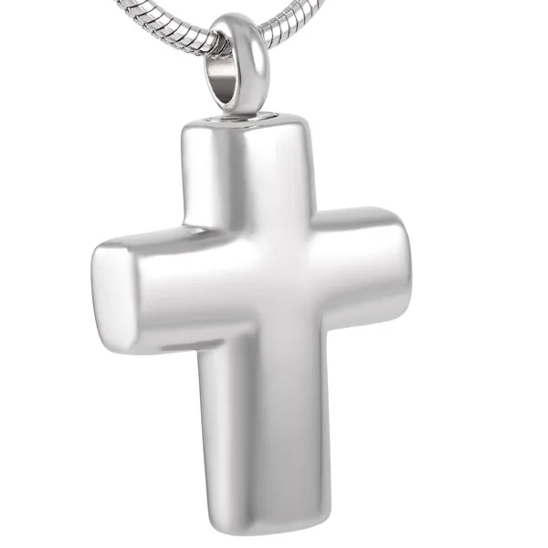 IJD8391 Stainless Steel Cross Memorial Urn Necklace For