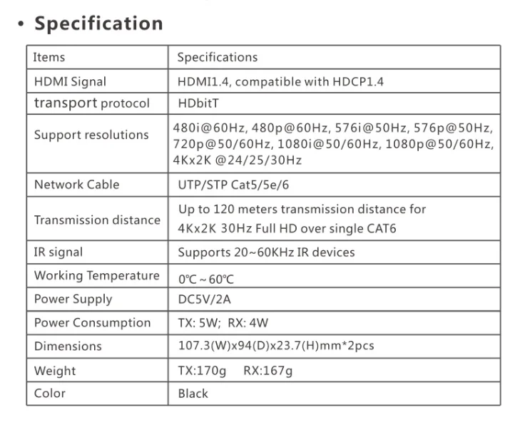 4KX2K@ 30 Гц LKV683 hdbitt HDMI over IP CAT5/5e/6 Extender конвертер адаптера переменного тока HDCP, до 120 м