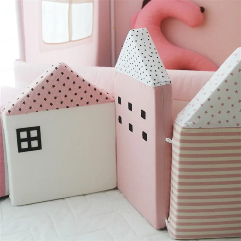 Новая детская кровать защиты головы кроватки бампер строительство дома Форма Пеленальные принадлежности Набор В стиле принцессы Милые Дизайн Бамперы для автомобиля для маленьких детей