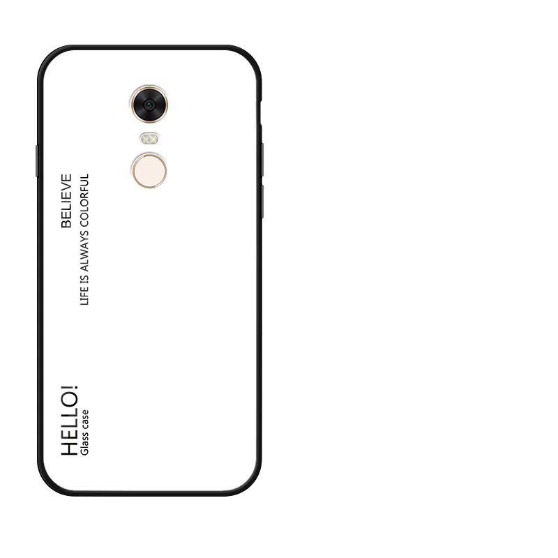 White Модный градиентный чехол из закаленного стекла для Xiaomi Redmi 5, мягкий силиконовый защитный чехол-бампер для Redmi 5 PLus, классный чехол - Цвет: White