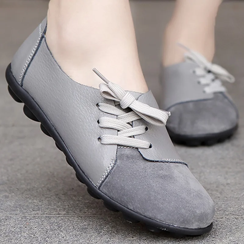 

Novelty Flat Shoes Woman Big Size 12 Genuine Leather 9 Colors Beautiful Loafers ladies shoes chaussures femme
