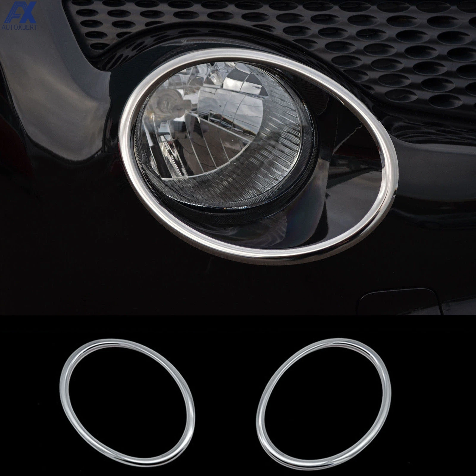 AX Chrome Front Fog Light Lamp Cover Fit For Nissan Juke 2010 2012 2013