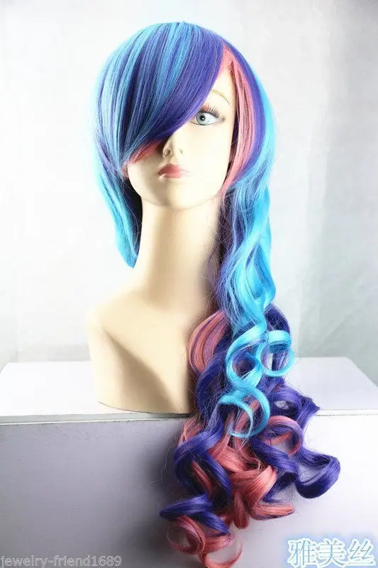 TJS &ampWholesale&amp&gt&gt New Cosplay Long Multi-Color mix Curly sexy lady wig |