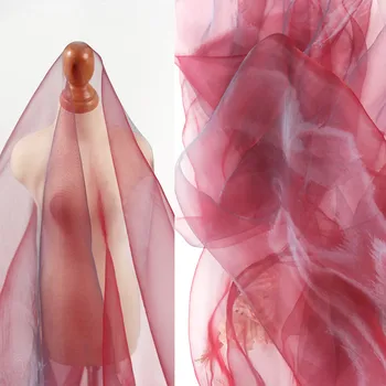 

100x150cm Graduation Design Clothing Fabrics Super Dense Organza Gradually Changing Color Cloth Encrypted For Wedding Dress