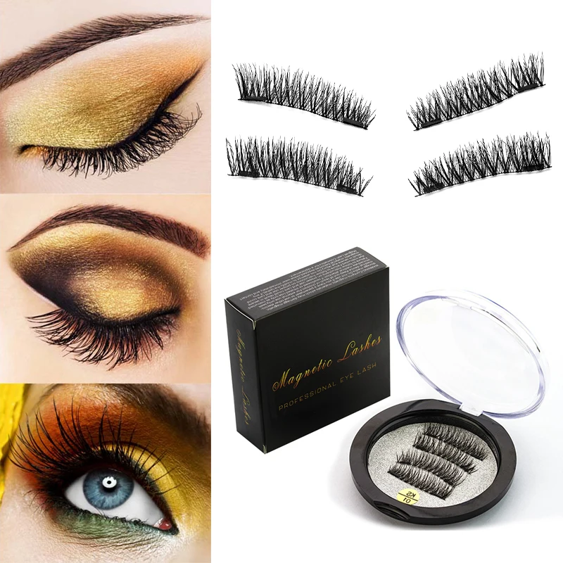

3D Magnetic Lashes Natural False Eyelashes Magnetic eyelashes with 2 magnets Handmade magnet lashes with gift box Wholesale