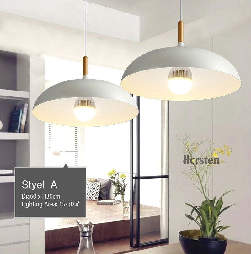Horsten Nordic Simple Modern Pendant Lights Wood Aluminum Lampshade Industrial Lighting Loft Dining Room Pendant Lamp E27 (5)