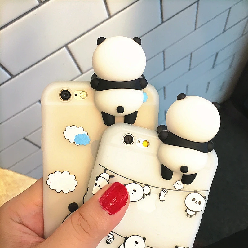 KISSCASE 3D Cute Panda Чехол для iPhone X 7 8 Plus прекрасная игрушка панда крышка силиконовая 6 S 6s