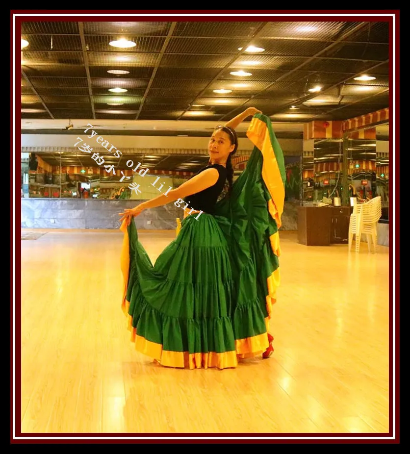 

cotton 4tiered 18yards Ats Gypsy tribal belly dance skirt with border EI50
