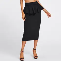 Однотонная юбка-карандаш до колена из натуральной кожи, Faldas Mujer Moda Goth, Модная элегантная офисная одежда