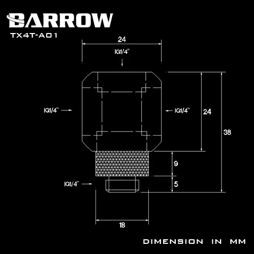 Барроу G1/4 &quotX4 360 Поворотный 4 ходовой кубический сплиттер соединитель