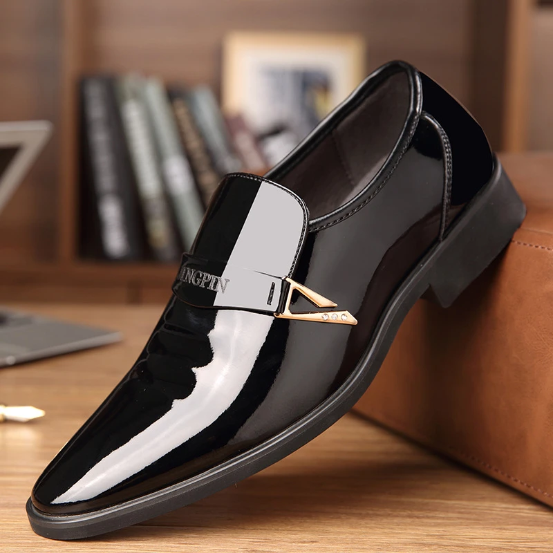 Business Dress Men Formal Shoes Wedding Fashion Leather Shoes Flats Oxford Shoes for Men Pointed Toe,Black,8.5 