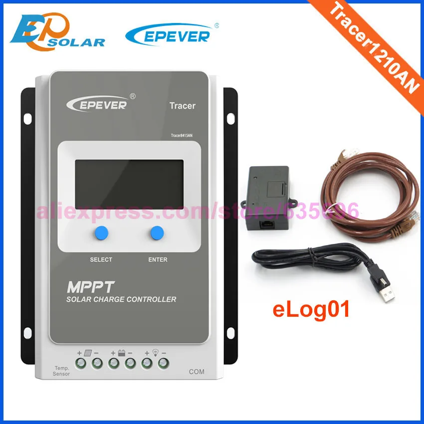 

MPPT EPEVER Solar panels controller Epsolar Tracer1210AN 10A 12V/24V battery 130W/260W panels elog01 application lcd display