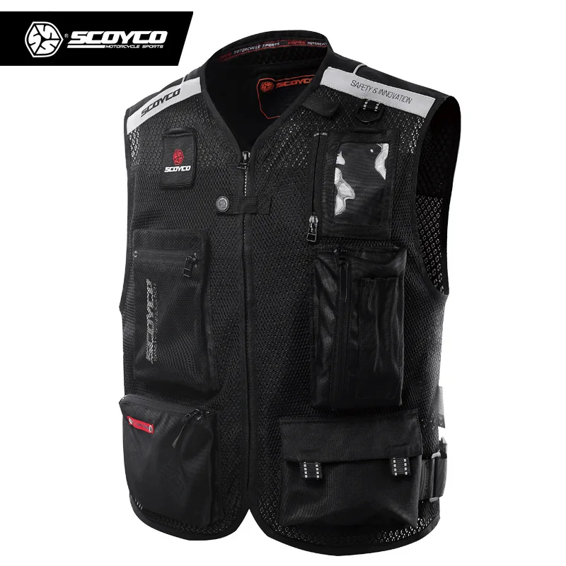 Scoyco JK46 мотокросса мотоциклетный светоотражающий жилет Автогонки ATV MX куртка без рукавов светоотражающее защитное покрытие защитная - Цвет: Черный