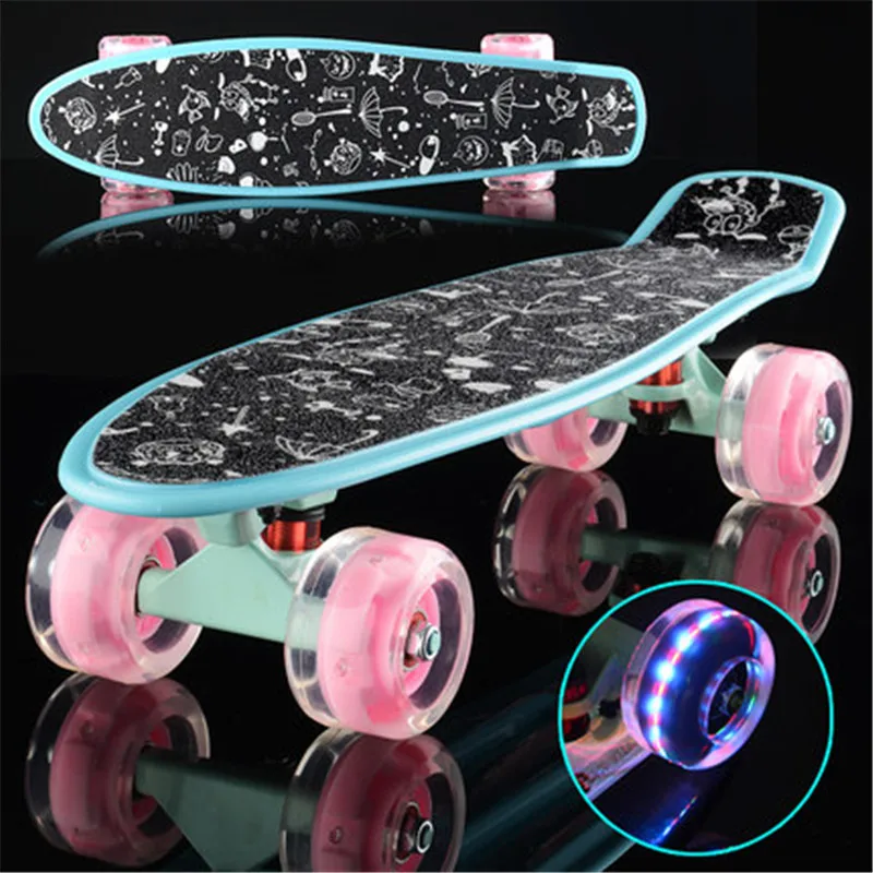 Красочные рыбка пластина одиночный рокер Skate совета четыре колеса мини Cruiser скейтборд открытый для взрослых и детей шаг транспорта IE02