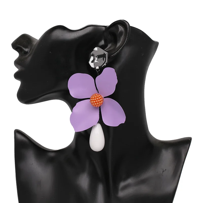 Big Earings Flowers Jewelry 2018 Trendy Earrings Boho Vintage Indian Ethnic Dangle Charms Big Flower Earrings For Women