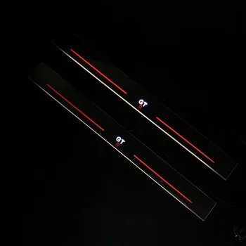 

RQXR led stainless steel overlay acrylic door scuff for Nissan GT-R moving door sill plate lining decorative light,2pcs