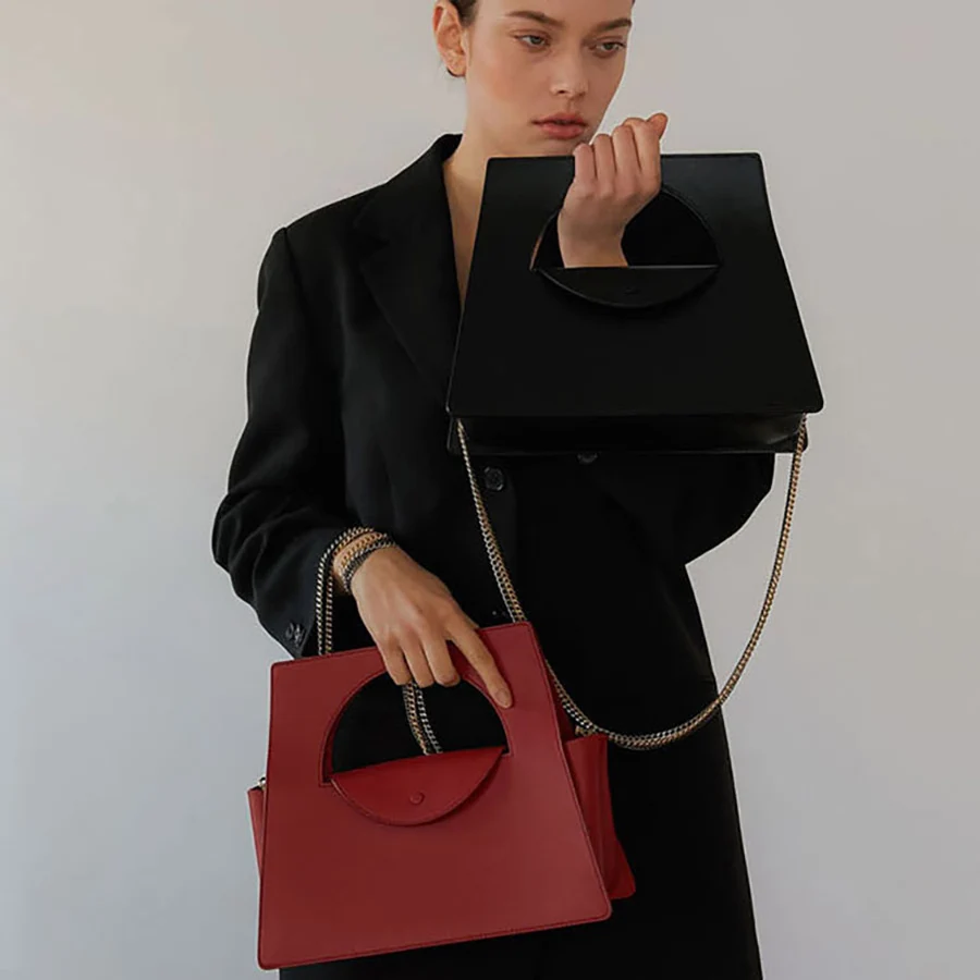 

Casual Trapezoid Solid Women Handbags Luxury Pu Leather Women Shoulder Bags Ladies Chains Hand Bags For Woman Messenger Bag Flap