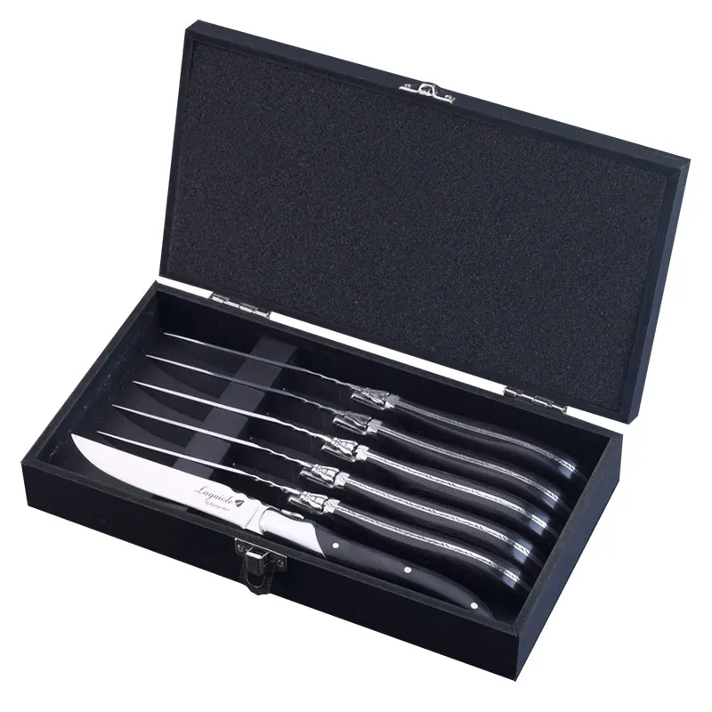 Laguiole black wood steak knives set  (1)