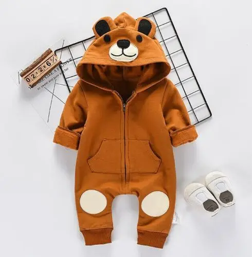 

2018 Kid Outfits Clothes Infant Baby Boy Baby Girl 3D Ear Cotton Long Sleeve Children Zipper Romper Jumpsuit Playsuit Sets 0-24M